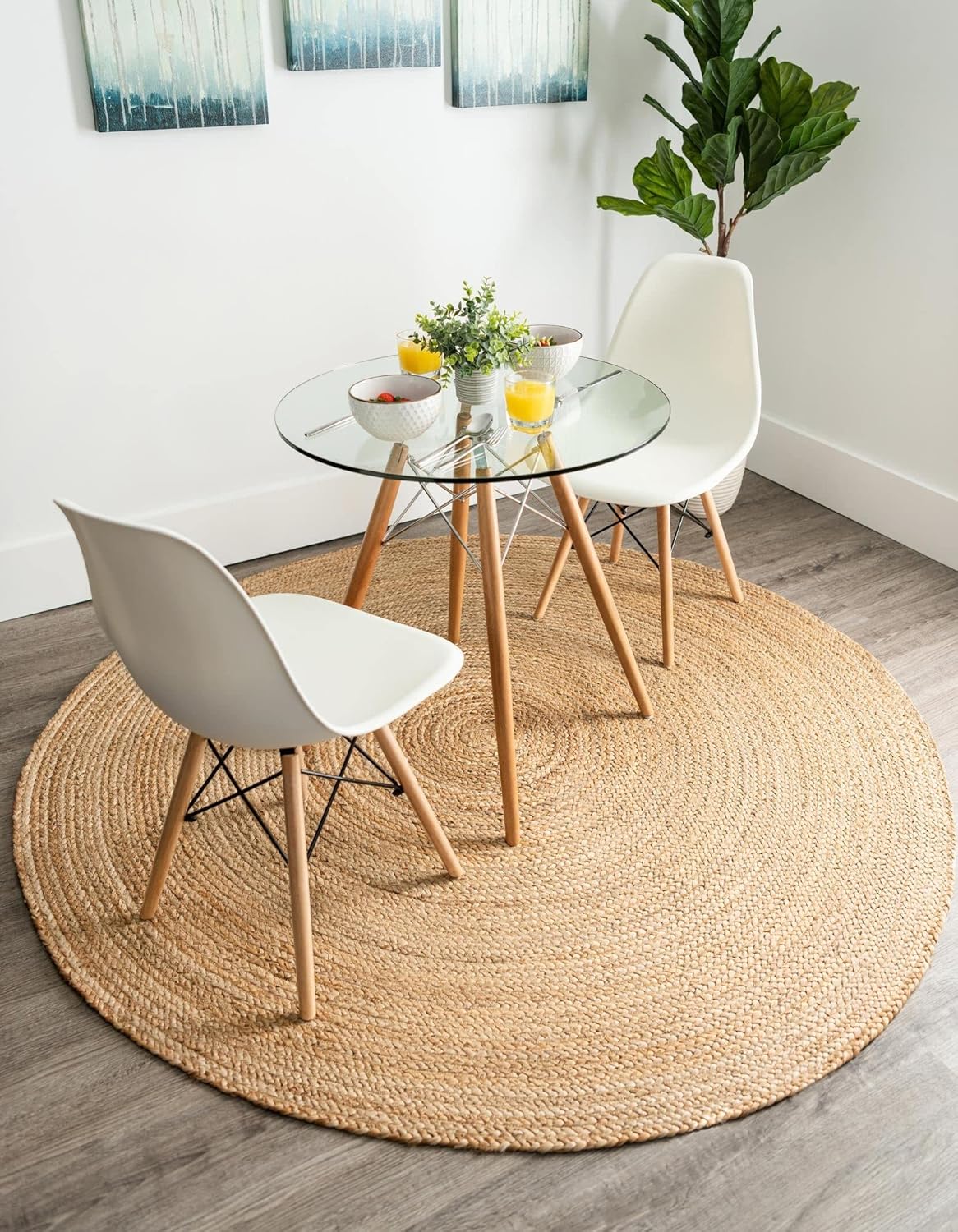 Handmade Braided Natural Jute Eco Friendly Round Floor Area Rug
