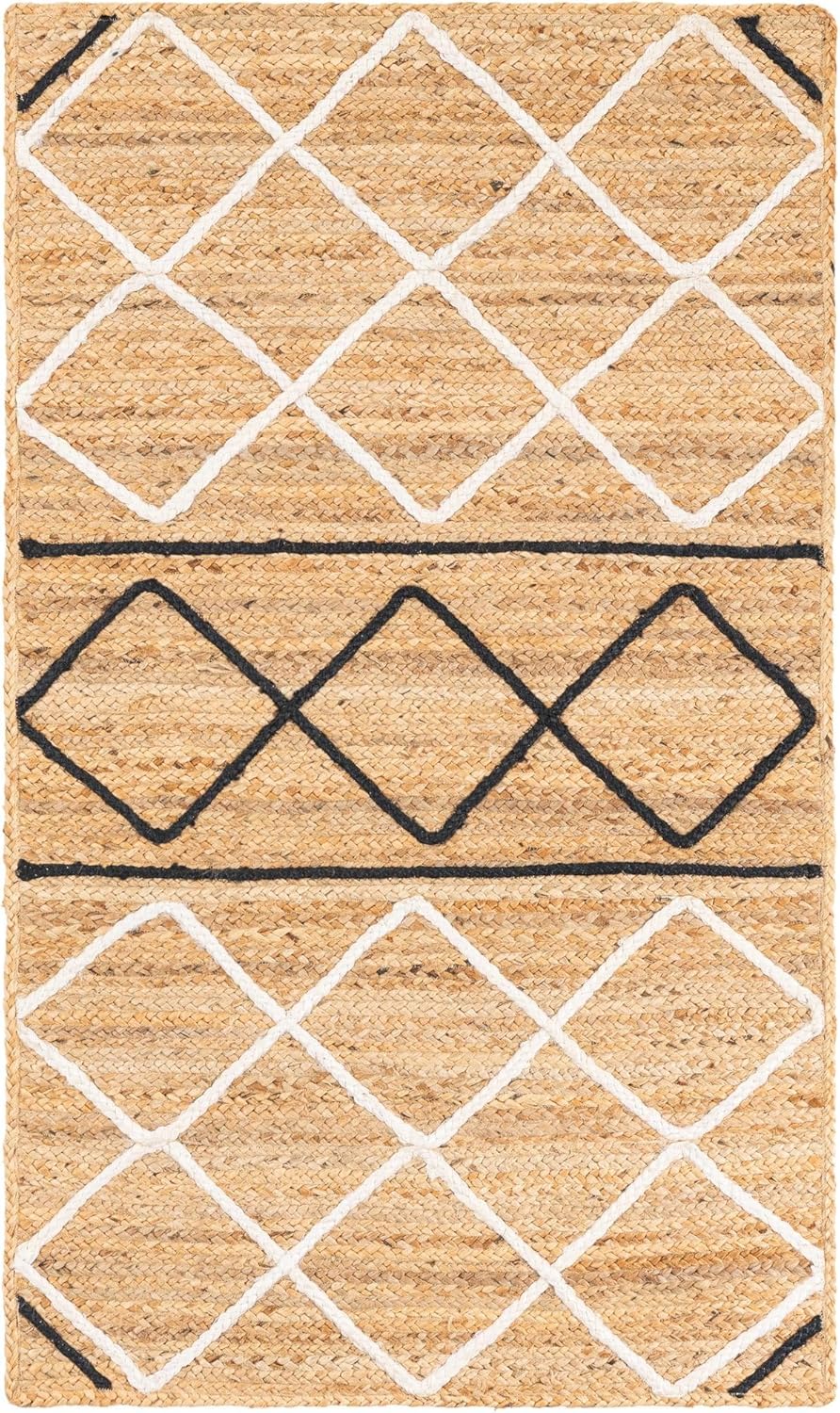 Handmade Eco Friendly Natural Jute Black and White Strip Daimond Shade Table Runner