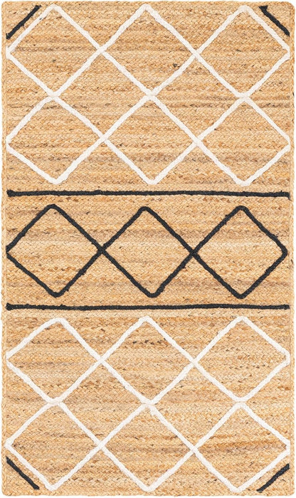 Handmade Eco Friendly Natural Jute Black and White Strip Daimond Shade Table Runner