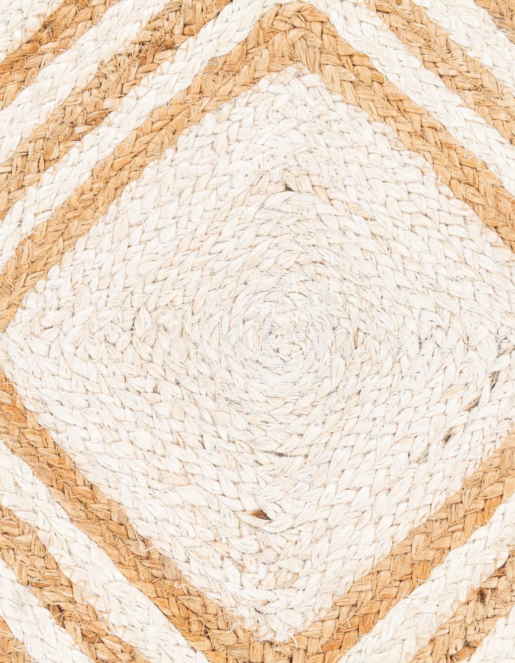 Close-up of a woven pattern with beige and white colors