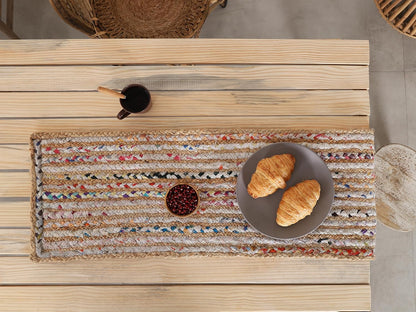Handmade Eco Friendly Natural Jute and White Cotton Dining Table Runner