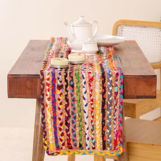 Indian Handmade Jute and Cotton Dining Table Runner