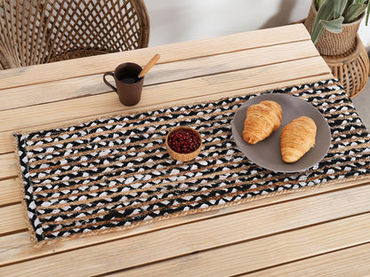Indian Handmade Natural Jute With Black and White Cotton Dining Table Runner