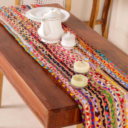 Indian Handmade Jute and Cotton Dining Table Runner