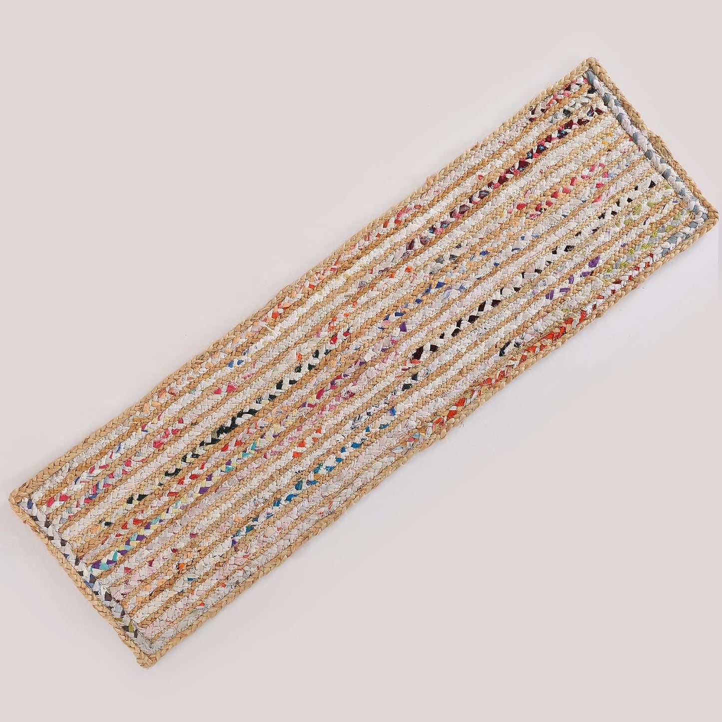 Handmade Eco Friendly Natural Jute and White Cotton Dining Table Runner