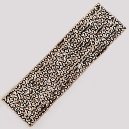 Indian Handmade Natural Jute With Black and White Cotton Dining Table Runner