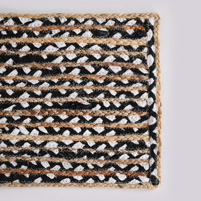 Indian Handmade Natural Jute With Black and White Cotton Dining Table Runner