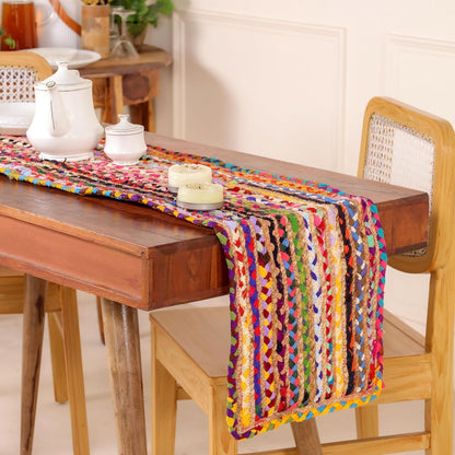 Indian Handmade Jute and Cotton Dining Table Runner