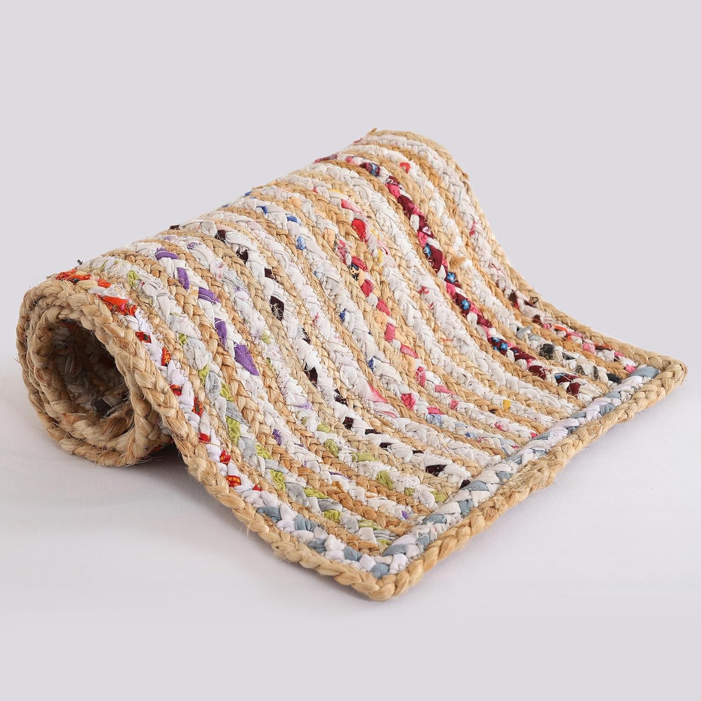 Handmade Eco Friendly Natural Jute and White Cotton Dining Table Runner