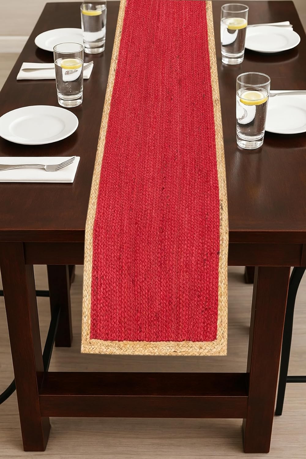 Handmade Eco Friendly Natural Jute Inner Red Table Runner