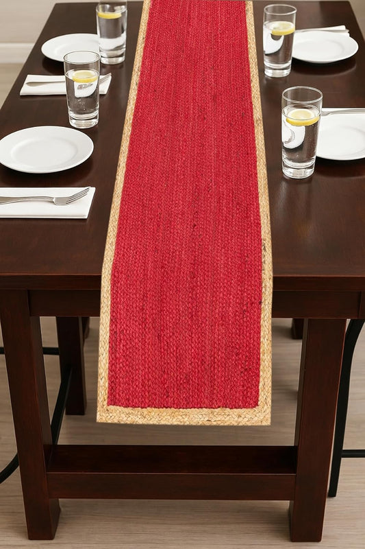 Handmade Eco Friendly Natural Jute Inner Red Table Runner