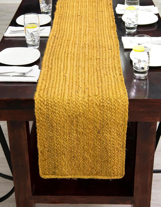 Handmade Braided Eco Friendly Natural Jute Yellow Dining Table Runner