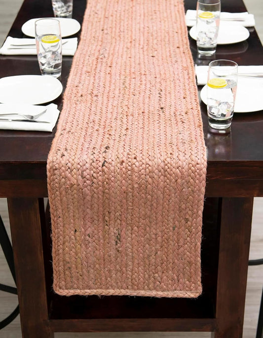Handmade Braided Eco Friendly Natural Jute Pink Dining Table Runner