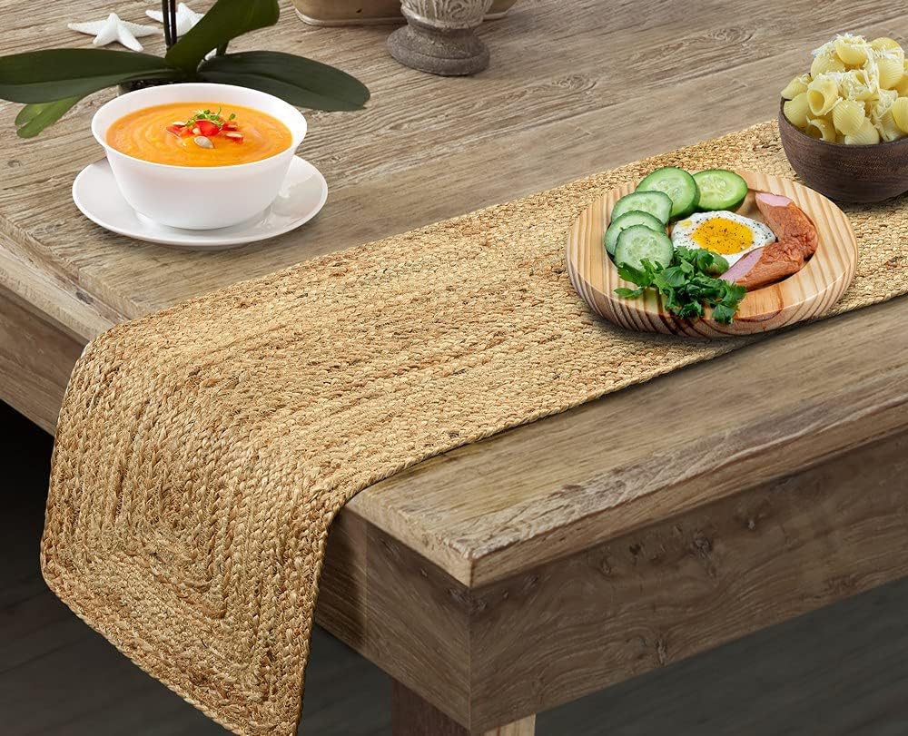 Indian Handmade Natural Jute Eco Friendly Table Runner For Dining Table