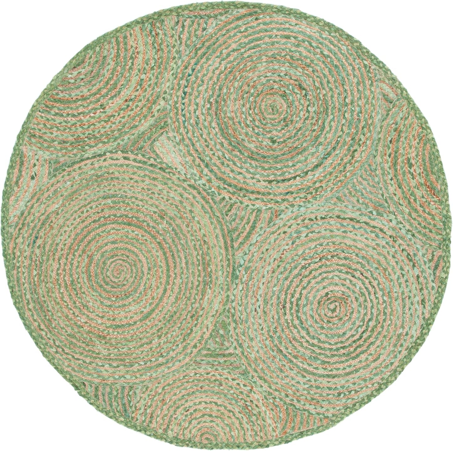 Natural Jute Area Rug in a round shape with a textured braided design, perfect for enhancing cozy spaces.