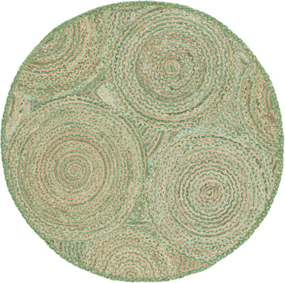 Natural Jute Area Rug in a round shape with a textured braided design, perfect for enhancing cozy spaces.