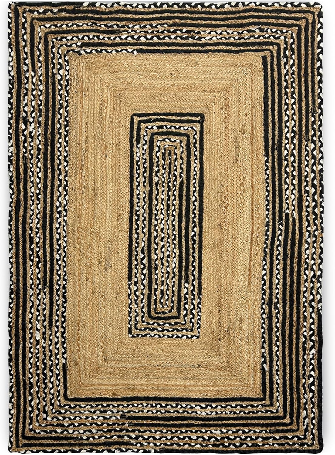 Natural Jute Area Rug with a textured pattern in earthy tones — perfect for enhancing any living space or entryway.