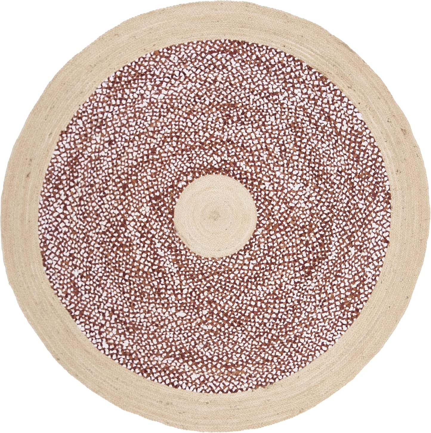 Natural Jute Area Rug in a round shape with a textured design, perfect for enhancing any living space.