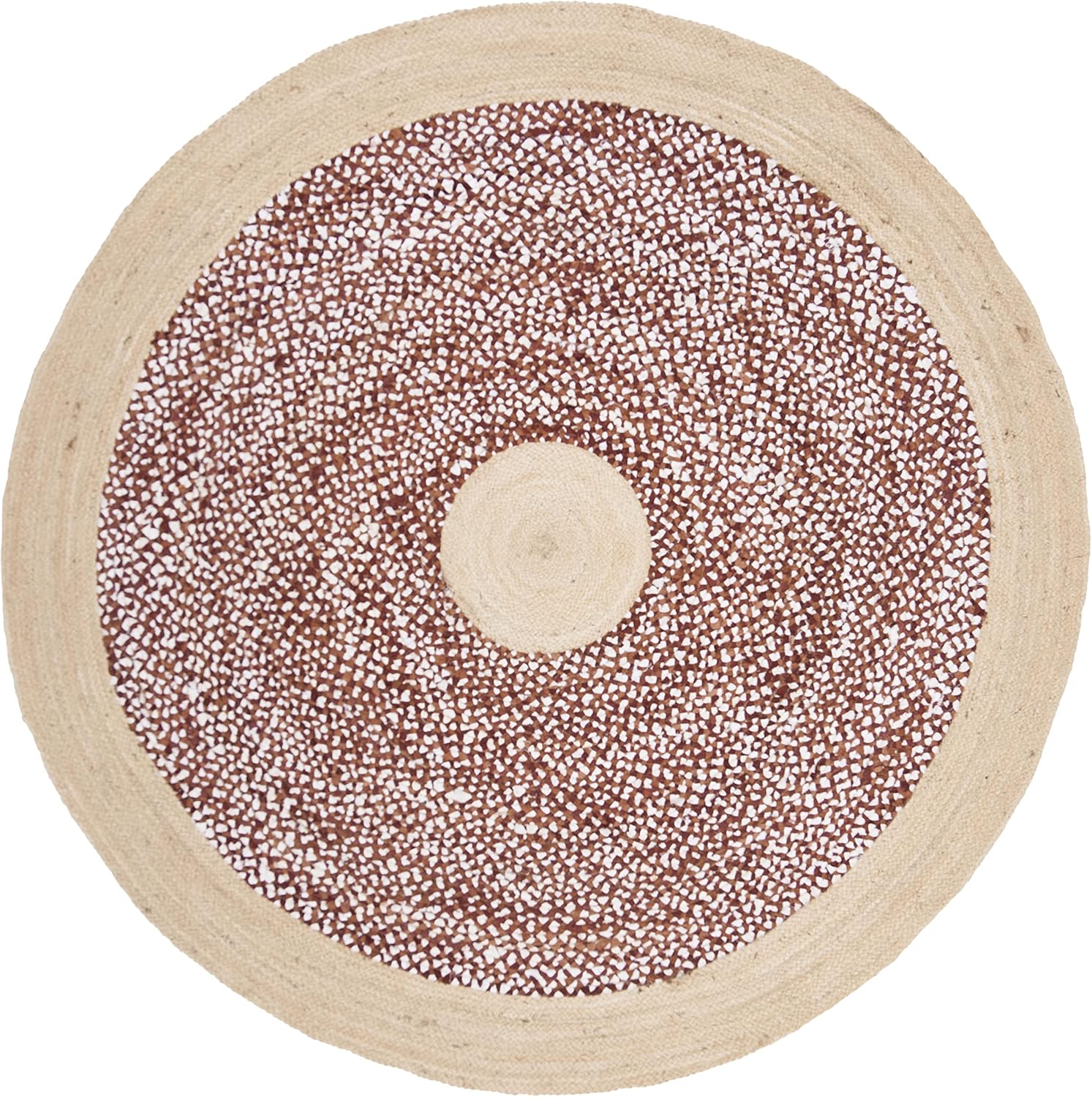 Natural Jute Area Rug in a round shape with a textured design, perfect for enhancing any living space.