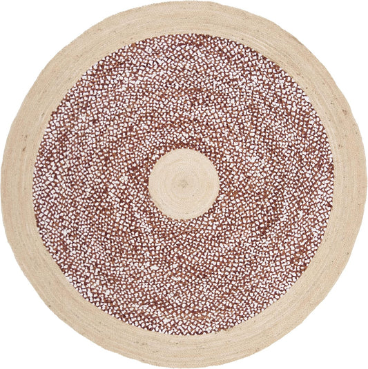 Natural Jute Area Rug in a round shape with a textured design, perfect for enhancing any living space.