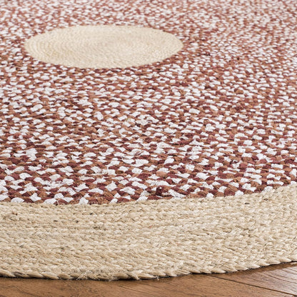 Natural Jute Area Rug with a textured brown and cream pattern — ideal as a living room floor carpet or decorative entryway mat.