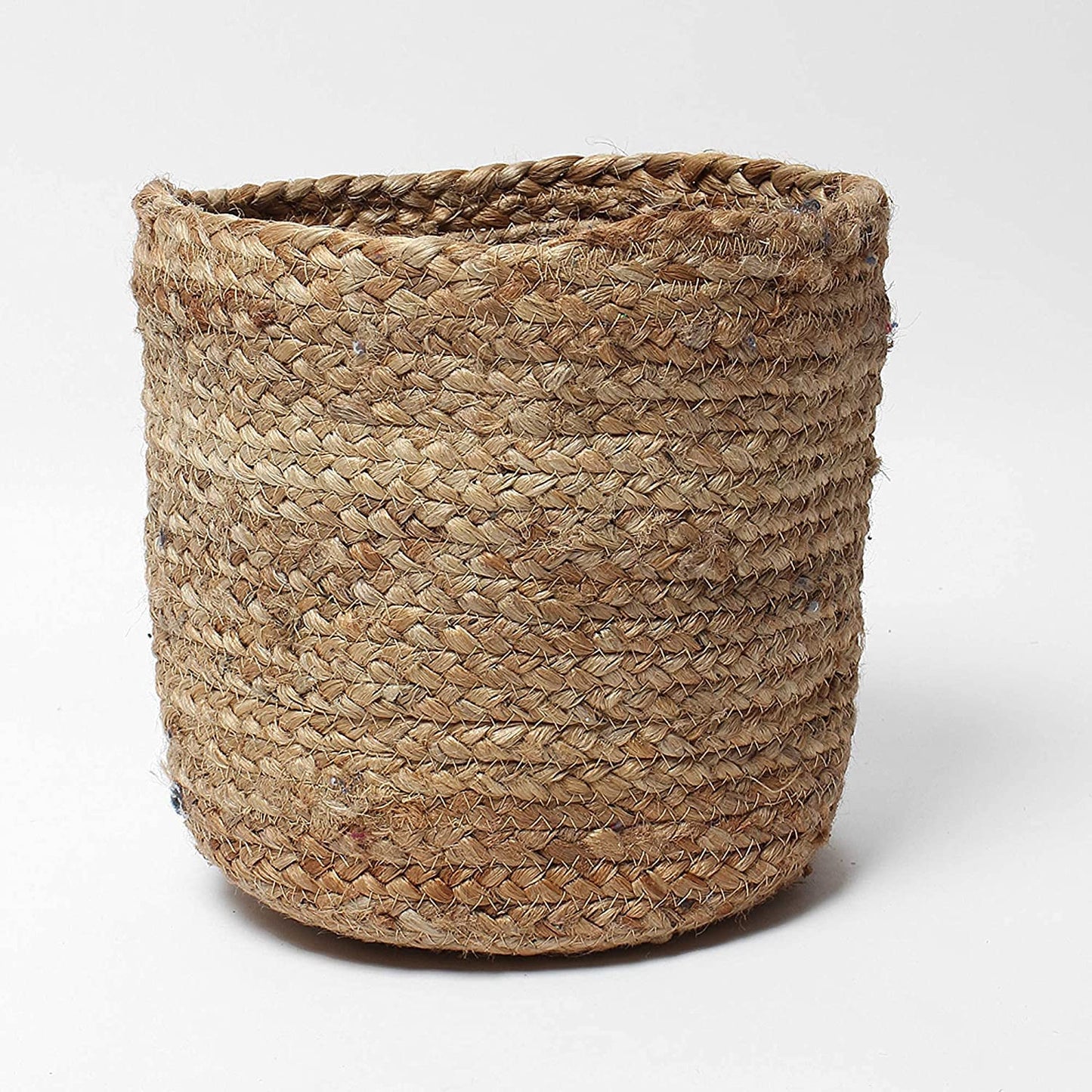 Large and small handmade jute organizer baskets designed for living room, bedroom, bathroom, and home storage solutions.