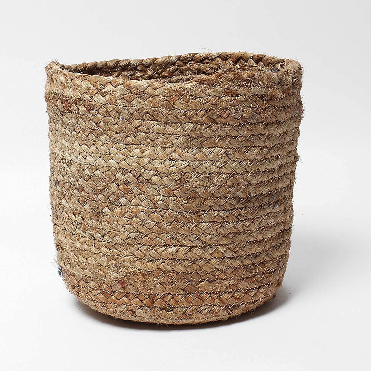 Large and small handmade jute organizer baskets designed for living room, bedroom, bathroom, and home storage solutions.