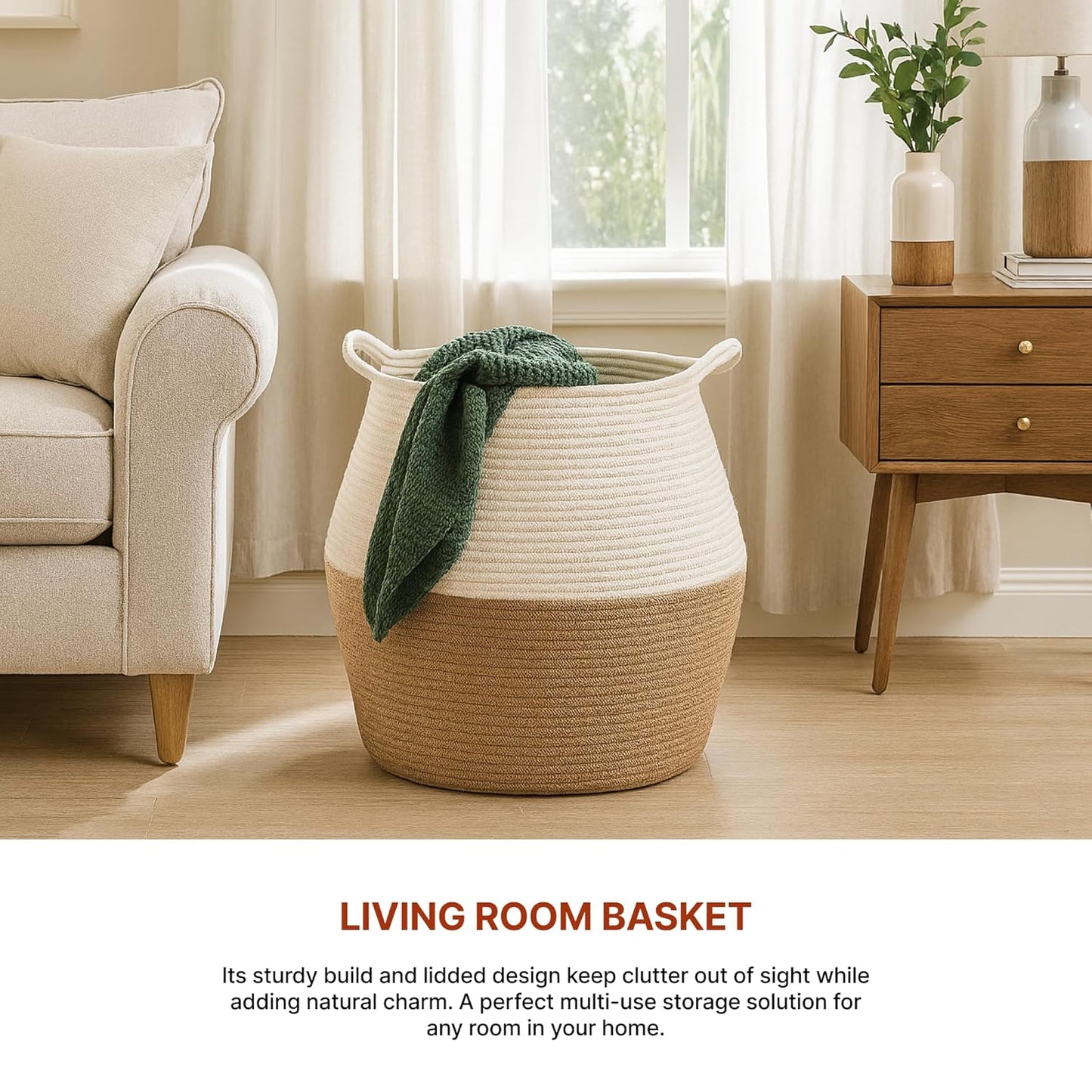 Natural Jute Area Rug enhancing a cozy living space with its earthy tones and texture, perfect for any room decor.