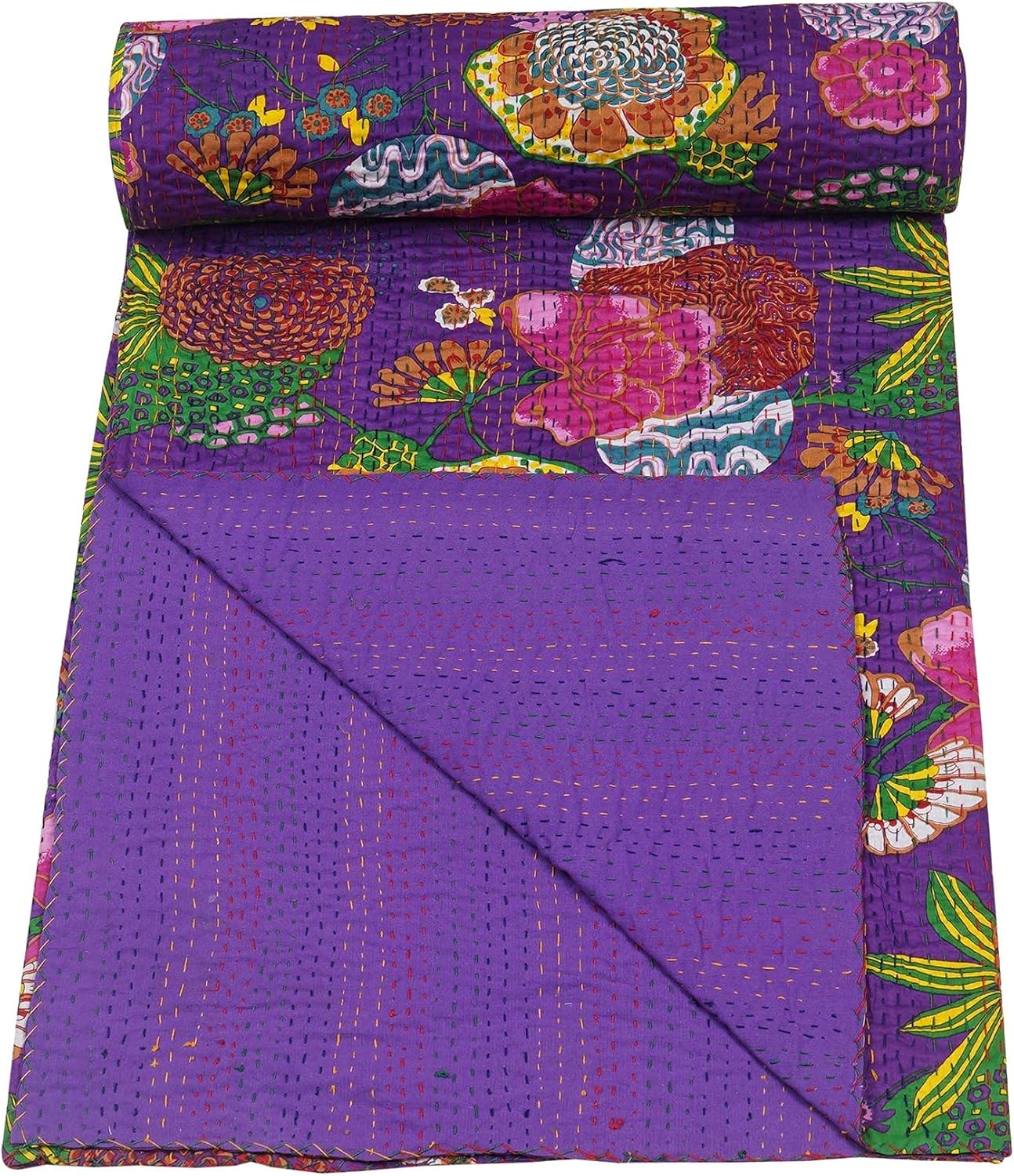 purple kantha quilt 