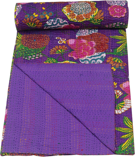 purple kantha quilt 