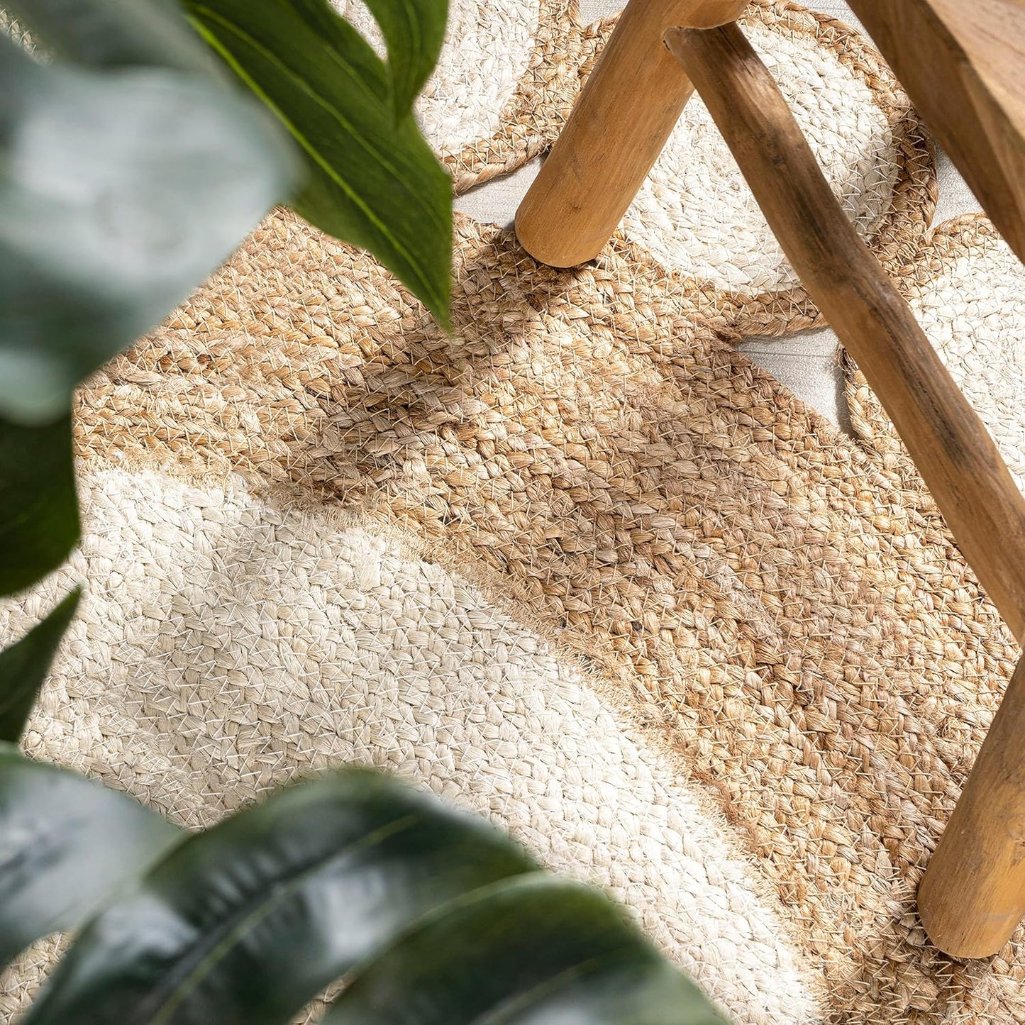 Natural Jute Area Rug with a textured weave, enhancing the cozy feel of any space while blending seamlessly with decor.