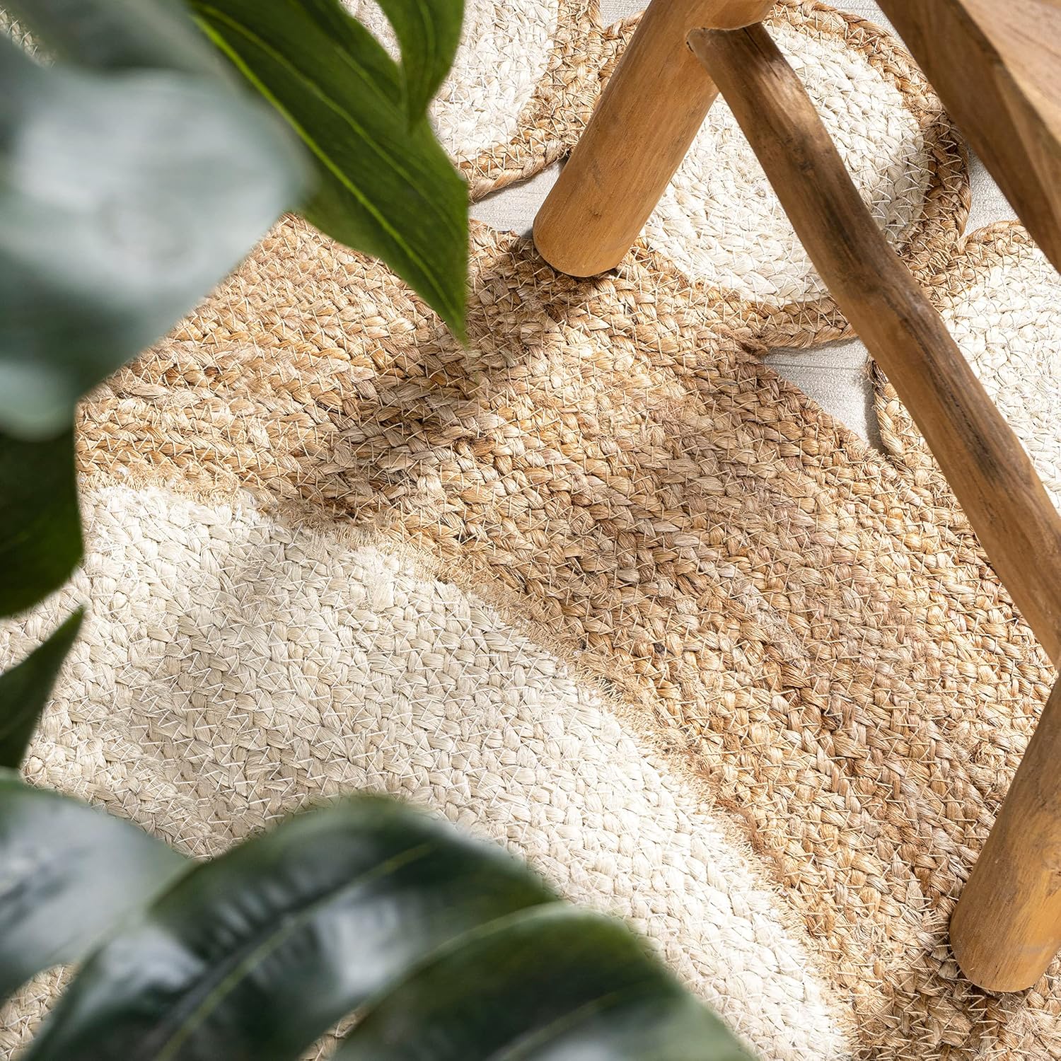 Natural Jute Area Rug with a textured weave, enhancing the cozy feel of any space while blending seamlessly with decor.