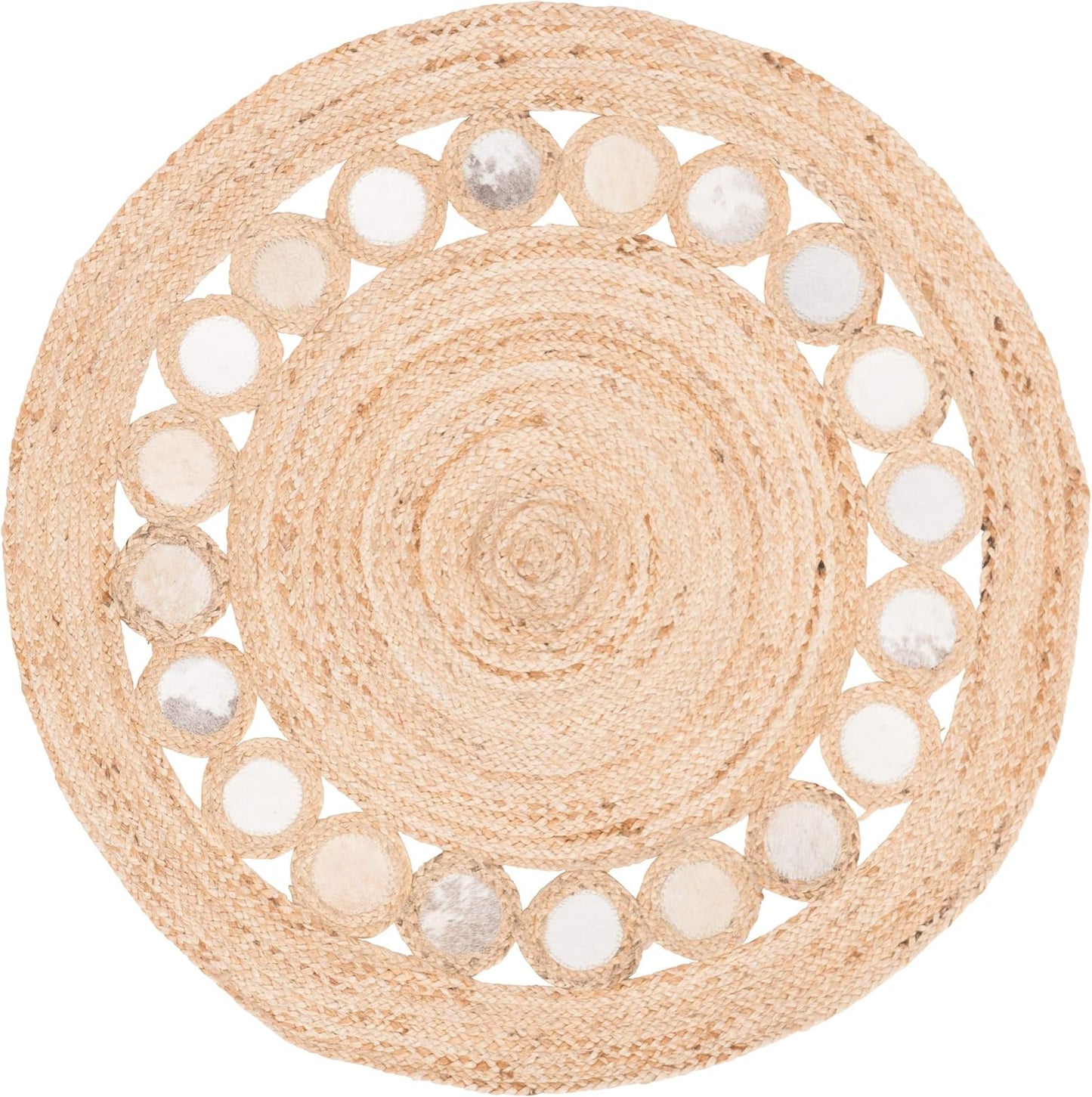 Natural Jute Area Rug with scalloped design and soft texture, perfect for enhancing any living space.