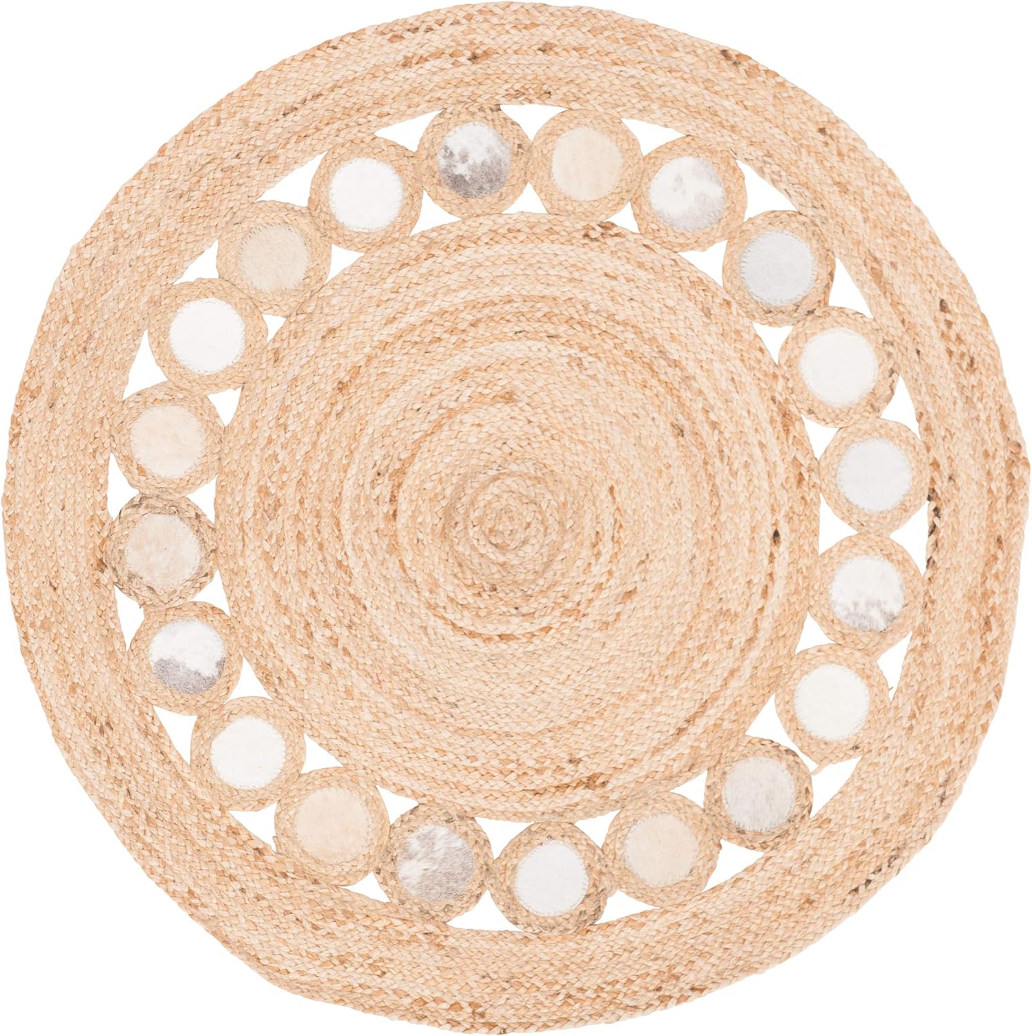 Natural Jute Area Rug with scalloped design and soft texture, perfect for enhancing any living space.