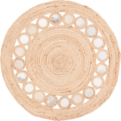 Natural Jute Area Rug with scalloped design and soft texture, perfect for enhancing any living space.
