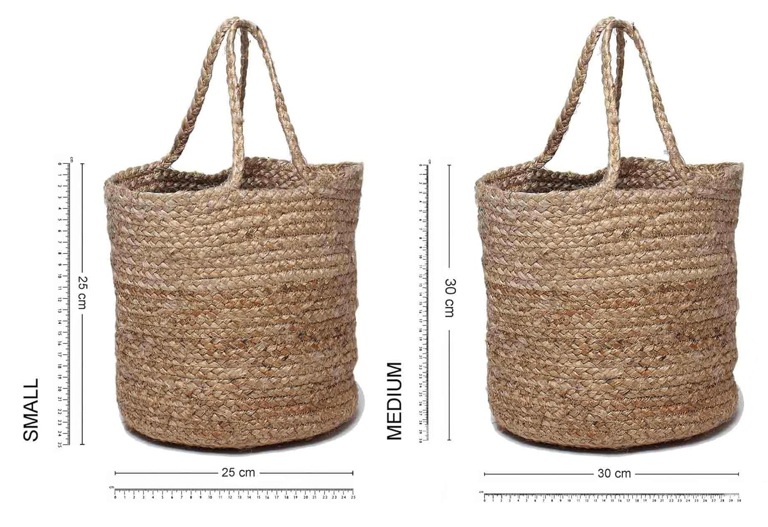 Rustic natural jute basket ideal for decorative plant storage, indoor planters, laundry organization, and modern bohemian interiors.