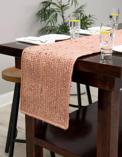 Handmade Braided Eco Friendly Natural Jute Pink Dining Table Runner