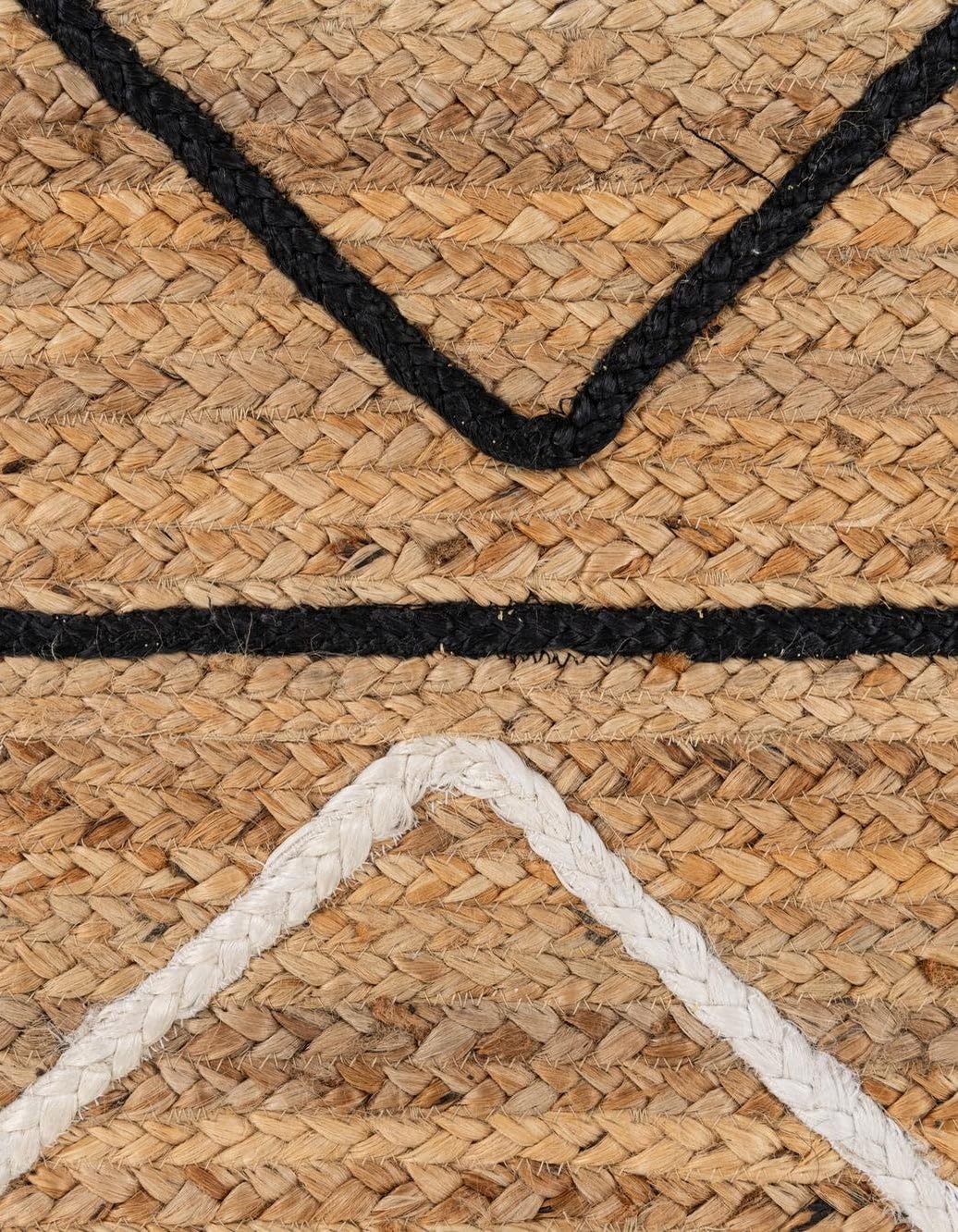 Handmade Eco Friendly Natural Jute Black and White Strip Daimond Shade Table Runner