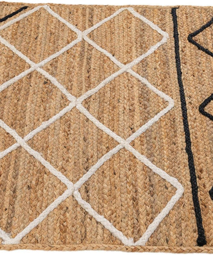 Handmade Eco Friendly Natural Jute Black and White Strip Daimond Shade Table Runner