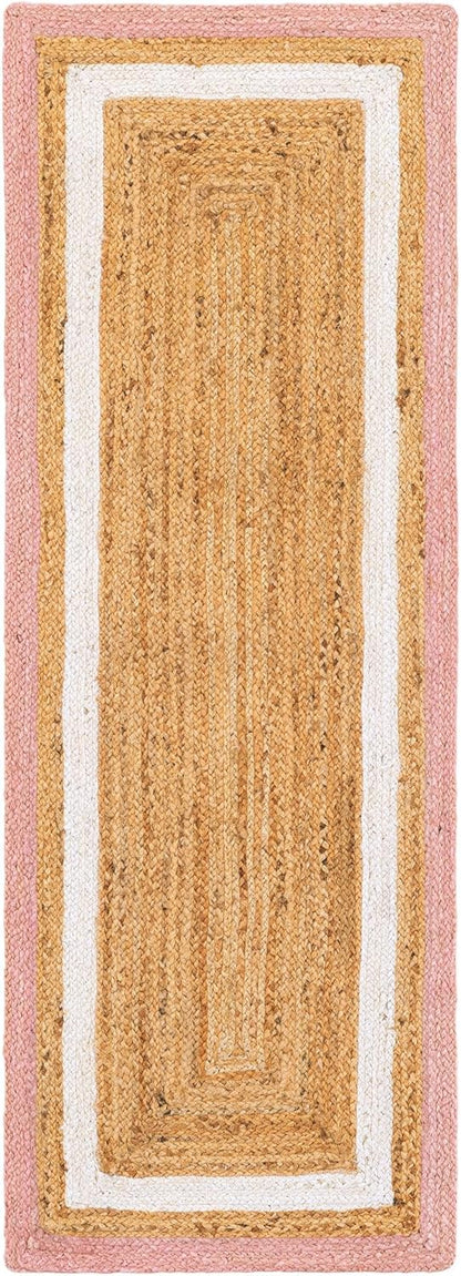 Handmade Eco Friendly Natural Jute With Pink and White Border Table Runner