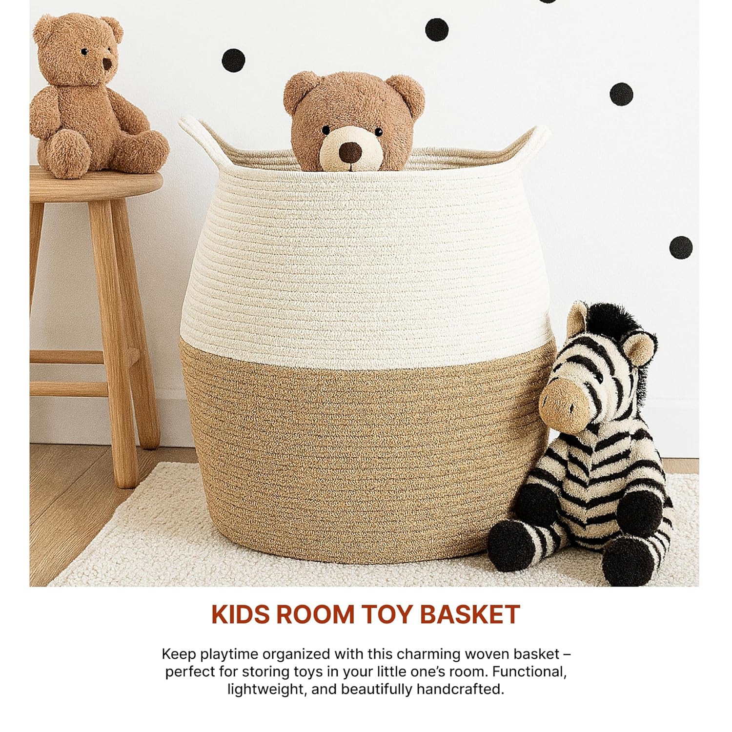 Natural Jute Area Rug in a cozy kids' room, enhancing the space with its soft texture and eco-friendly charm.
