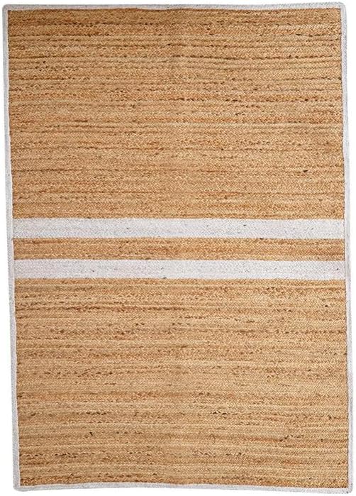 Natural Jute Area Rug natural jute Floor Carpet with horizontal woven stripe bands border