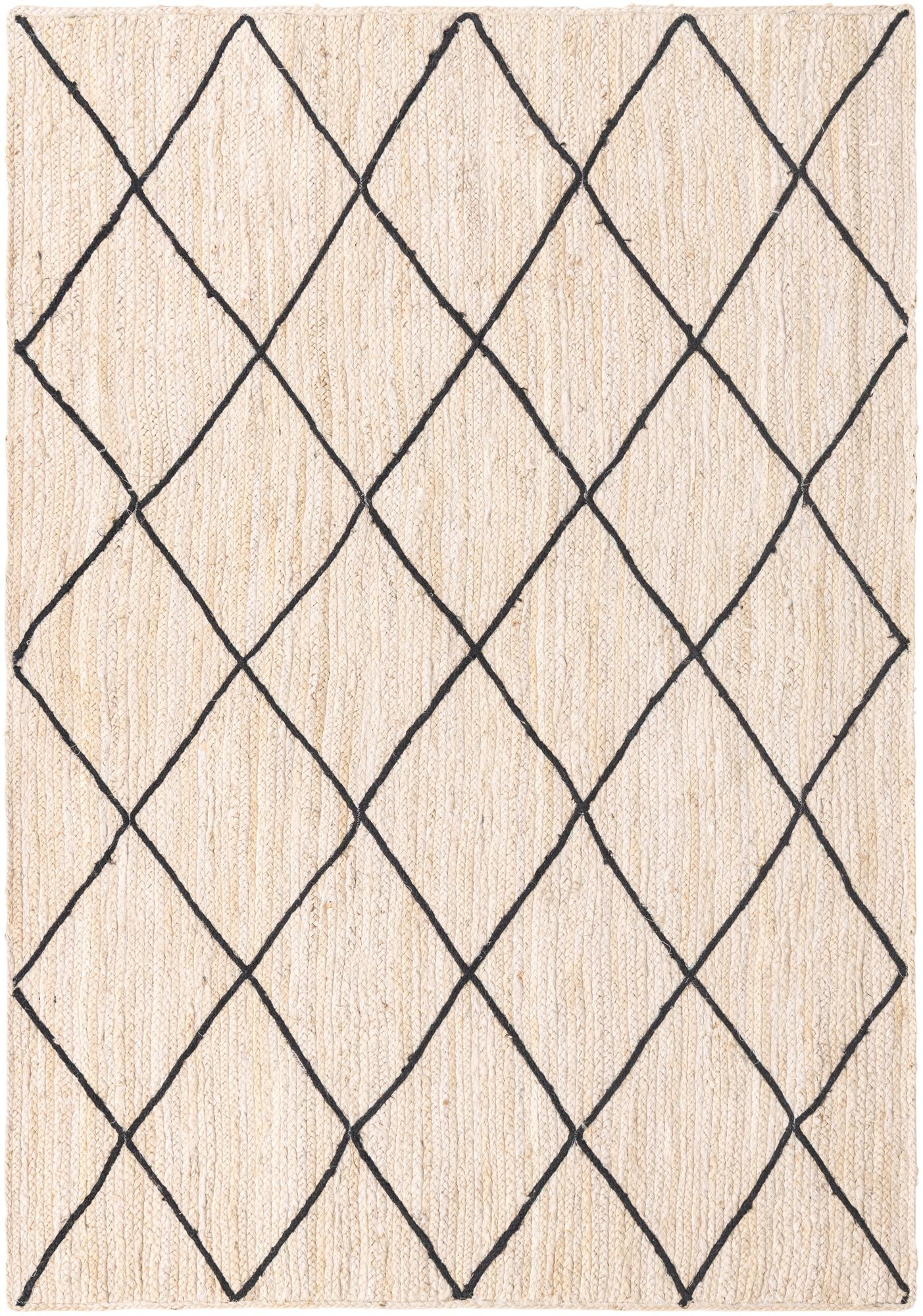Beige rug with black diamond pattern