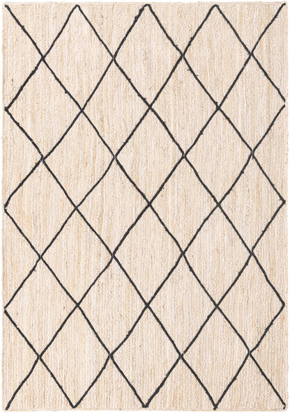 Beige rug with black diamond pattern