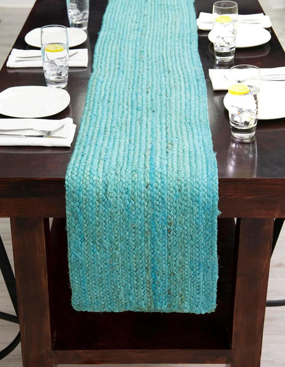 Handmade Eco Friendly Natural Jute  Table Runner Teal Color