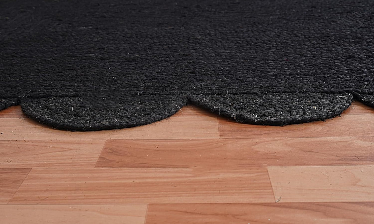 Black carpet on a wooden floor