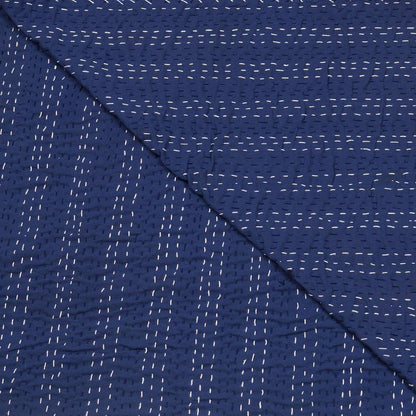 Navy blue fabric with white thread pattern